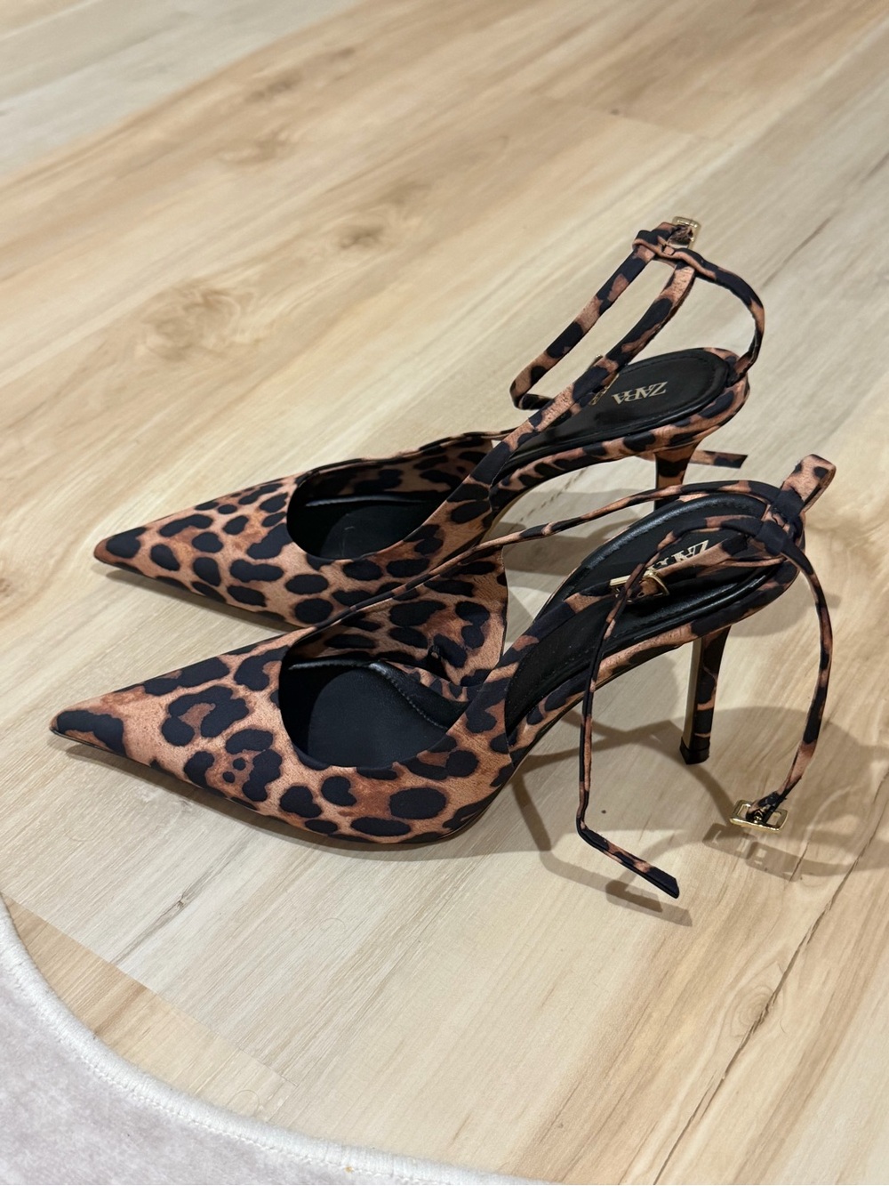 Vans Leopard-Print Pointed Toe Ankle-Strap Heels - Brown & Black